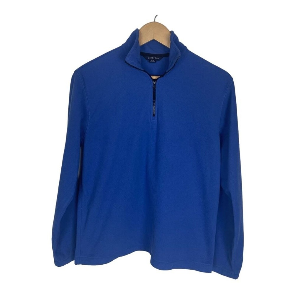 Lands’ End Men‎ Thermacheck Quarter Zip Fleece Pullover Blue Size S 34-36